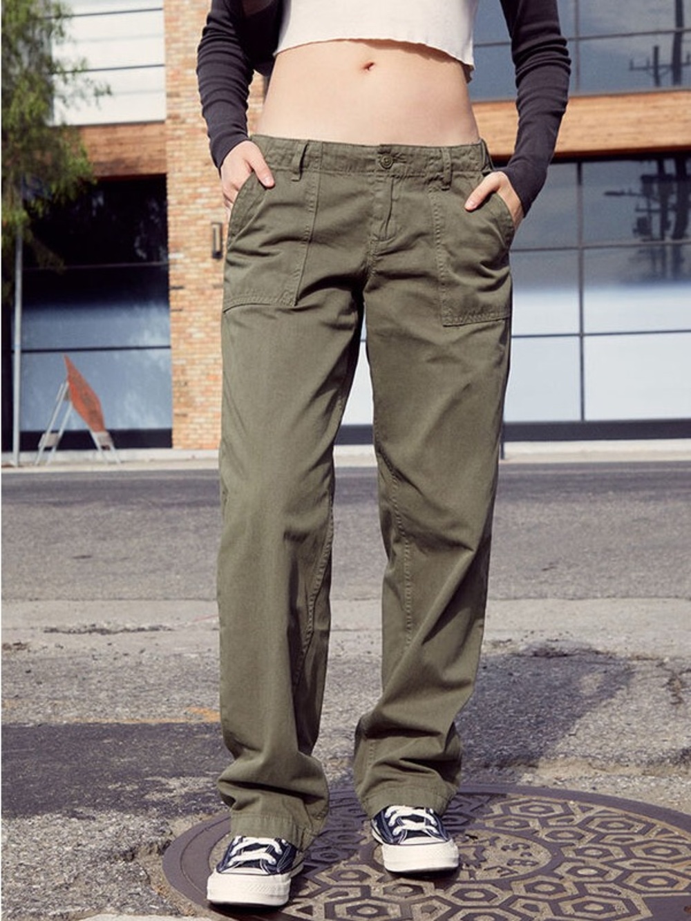 NWT Pacsun Small John Galt Olive Green Parker Cargo Pants 100% Cotton Solid Army